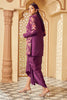 Purple Silk Embroidered Fusion Wear