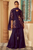 Navy Silk Organza Embroidered Kurta Set
