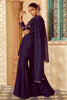 Navy Silk Organza Embroidered Kurta Set