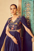 Blue Silk Embroidered Fusion Wear