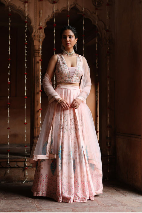 Pastel pink Lehenga Set