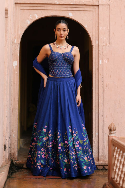 ⁠Blue Lehenga Set