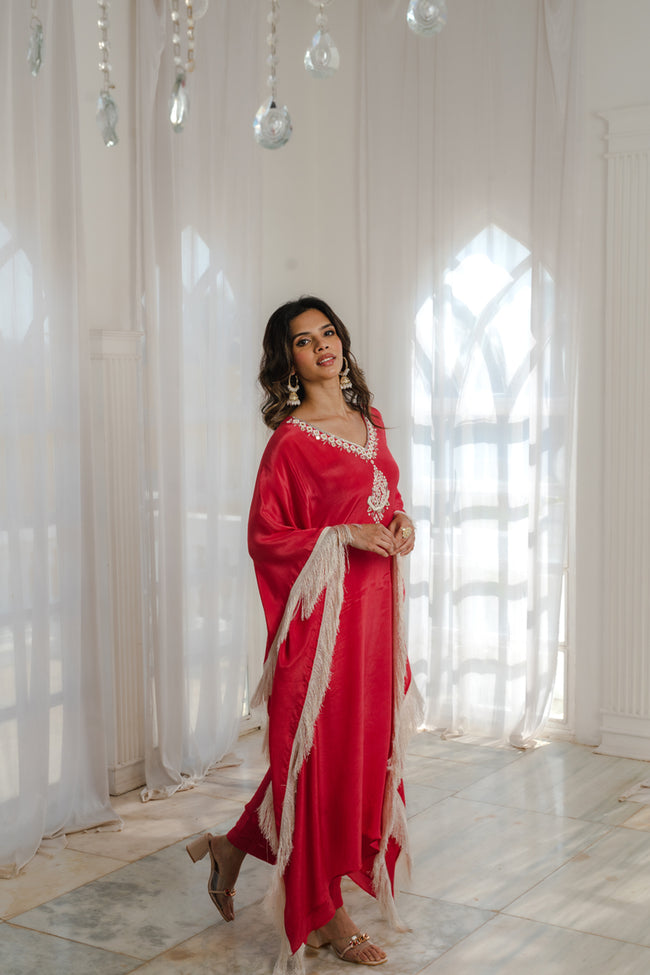 Red Long Kaftaan Set