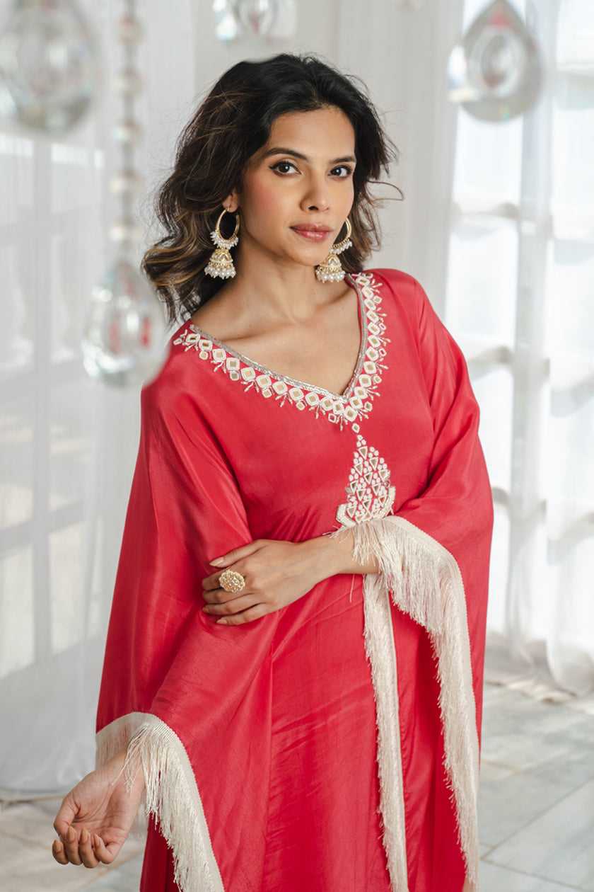 Red Long Kaftaan Set