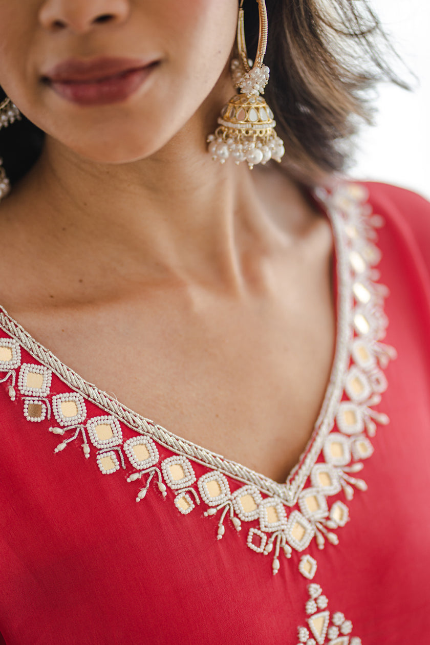 Red Long Kaftaan Set