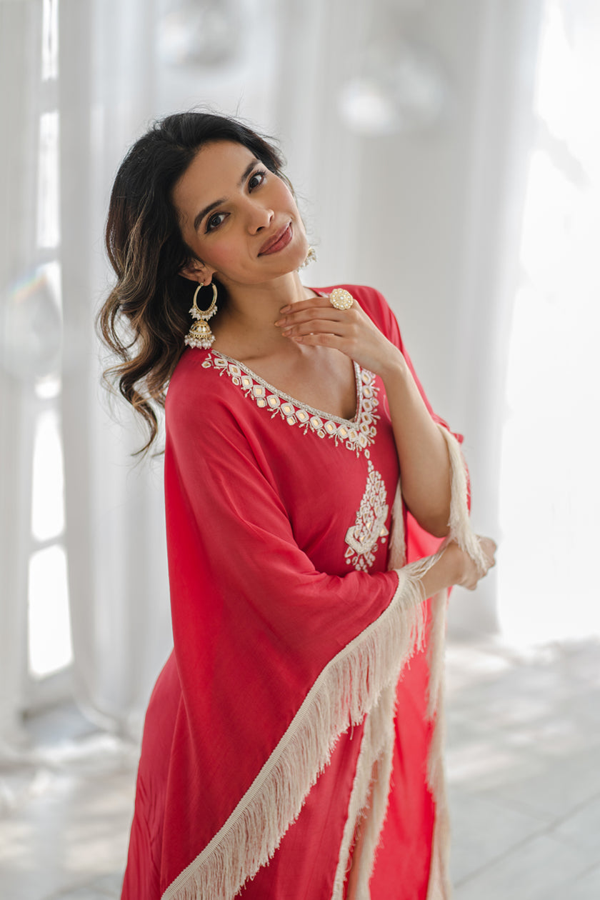 Red Long Kaftaan Set