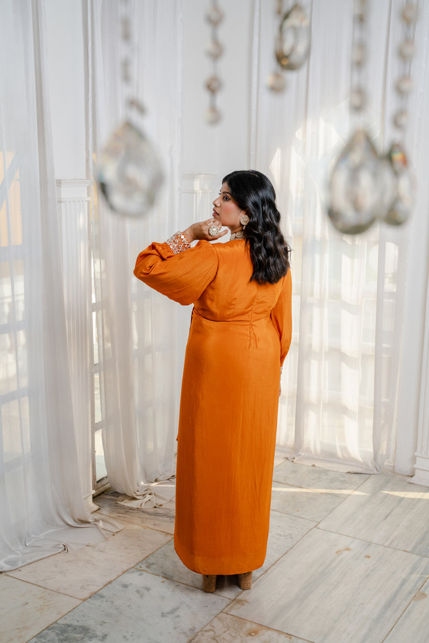 Rust Orange Drape Dress