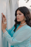 Sky Blue Solid Twisted Detail Kurta Set
