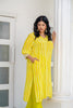 Lime Green Striped Printed Kurta Set