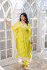 Lime Green Abstract Printed Kaftan Set