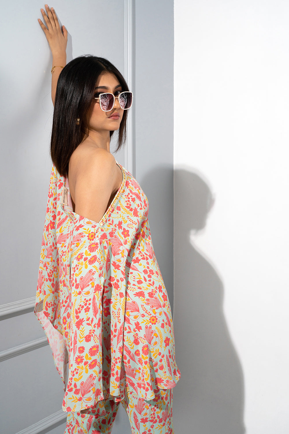 Mint Green Floral Off Shoulder Co-ord Set