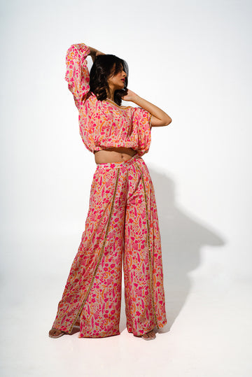 Floral Printed Top and Pant Co-ord Set