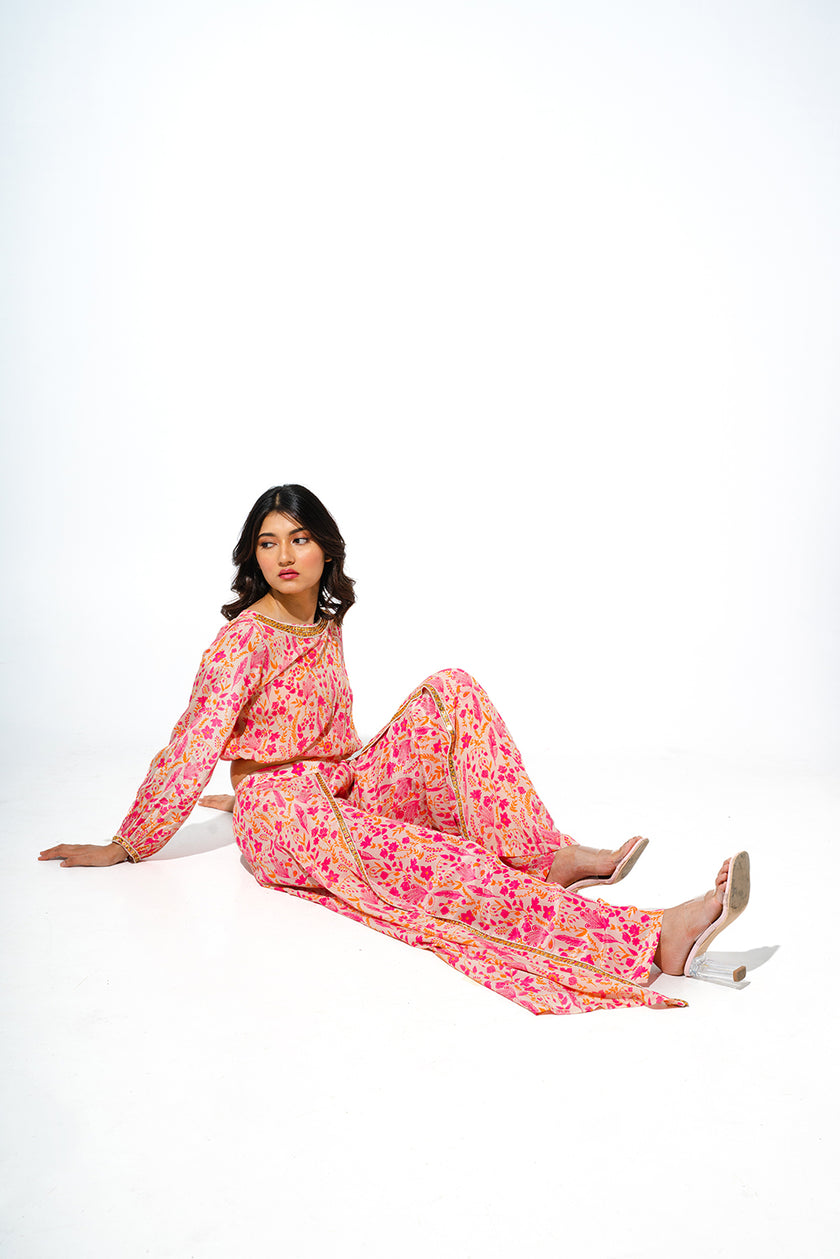 Floral Printed Top and Pant Co-ord Set