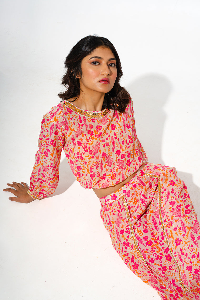 Floral Printed Top and Pant Co-ord Set