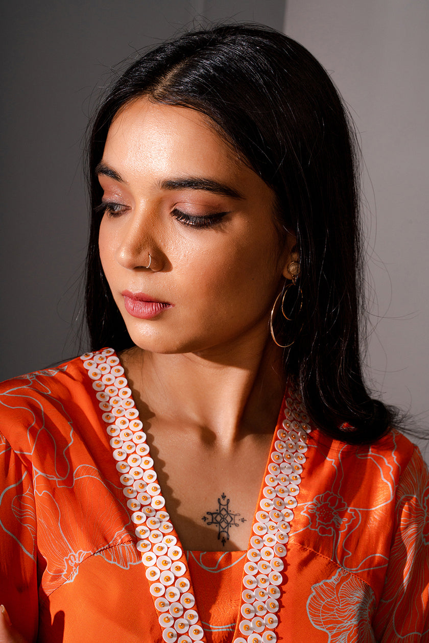 Floral Printed Kurta Set With Asymmetric Hemline