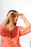 Striped side cowl Tunic set