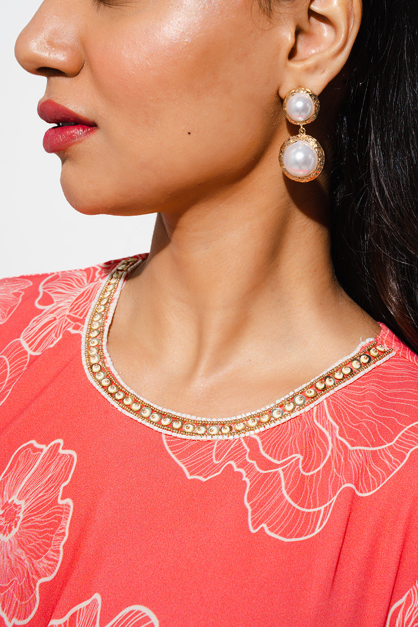 Floral Printed Cowl Tunic Set