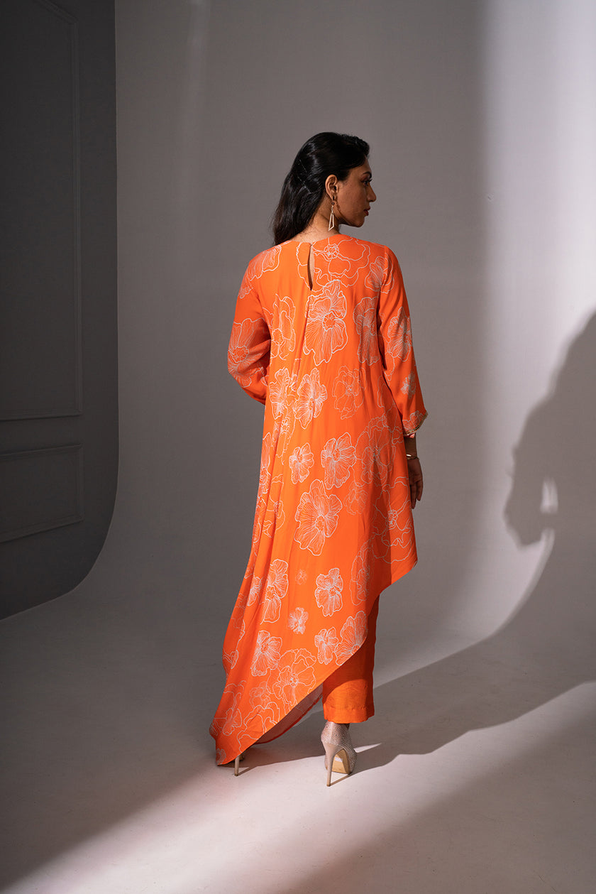 Floral Printed Cowl Tunic Set