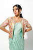 Long Drape Dress With Floral Printed Jacket