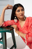 Coral Dress With Rouch Detail