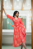 Coral Dress With Rouch Detail