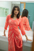 Coral Dress With Rouch Detail