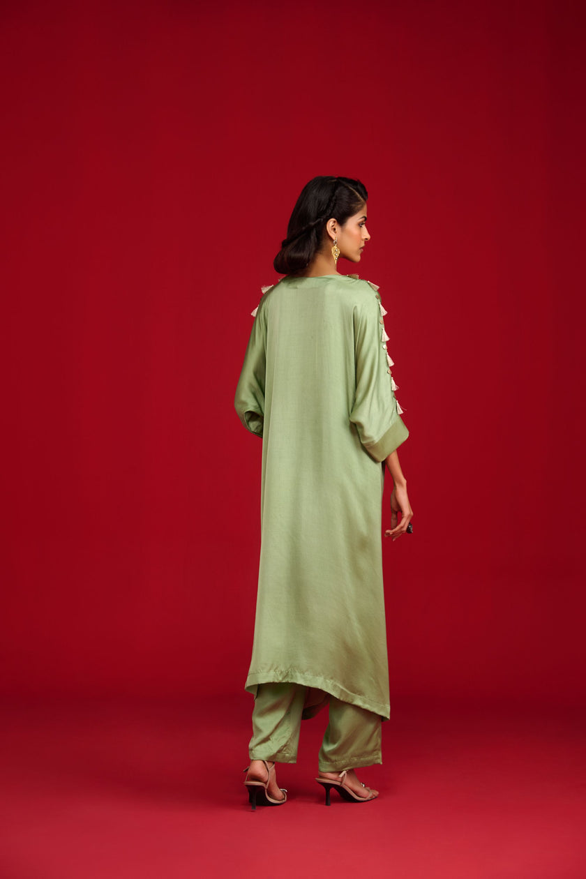 Sage Green Kaftan Kurta Set