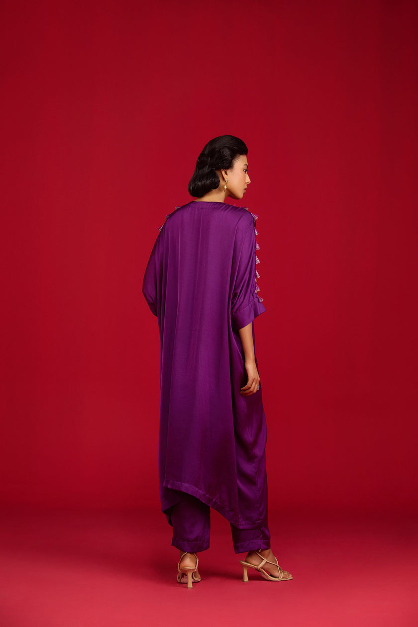Purple Kaftan Style Kurta Set