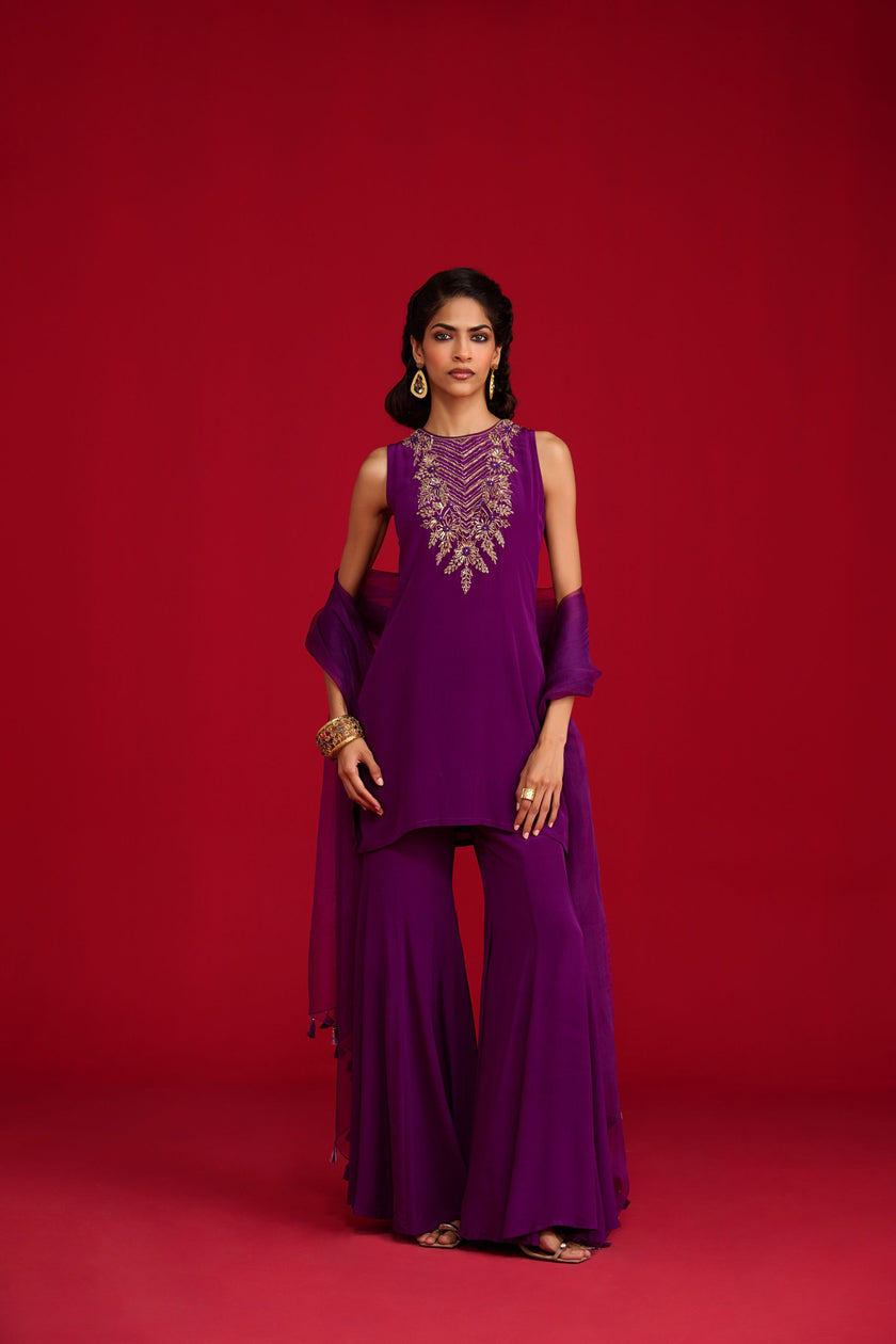 Purple Kurta Sharara Set