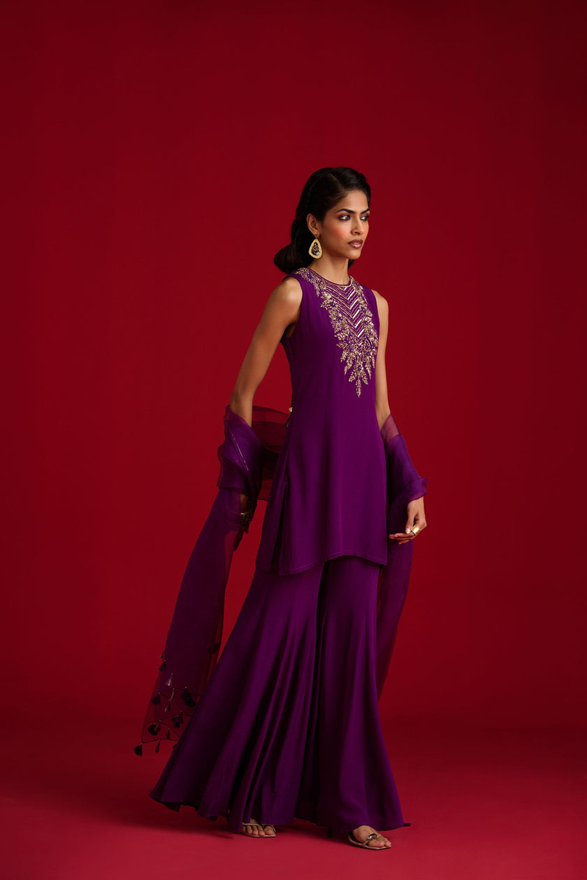 Purple Kurta Sharara Set