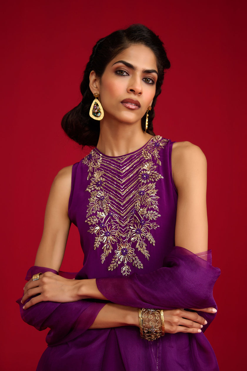Purple Kurta Sharara Set