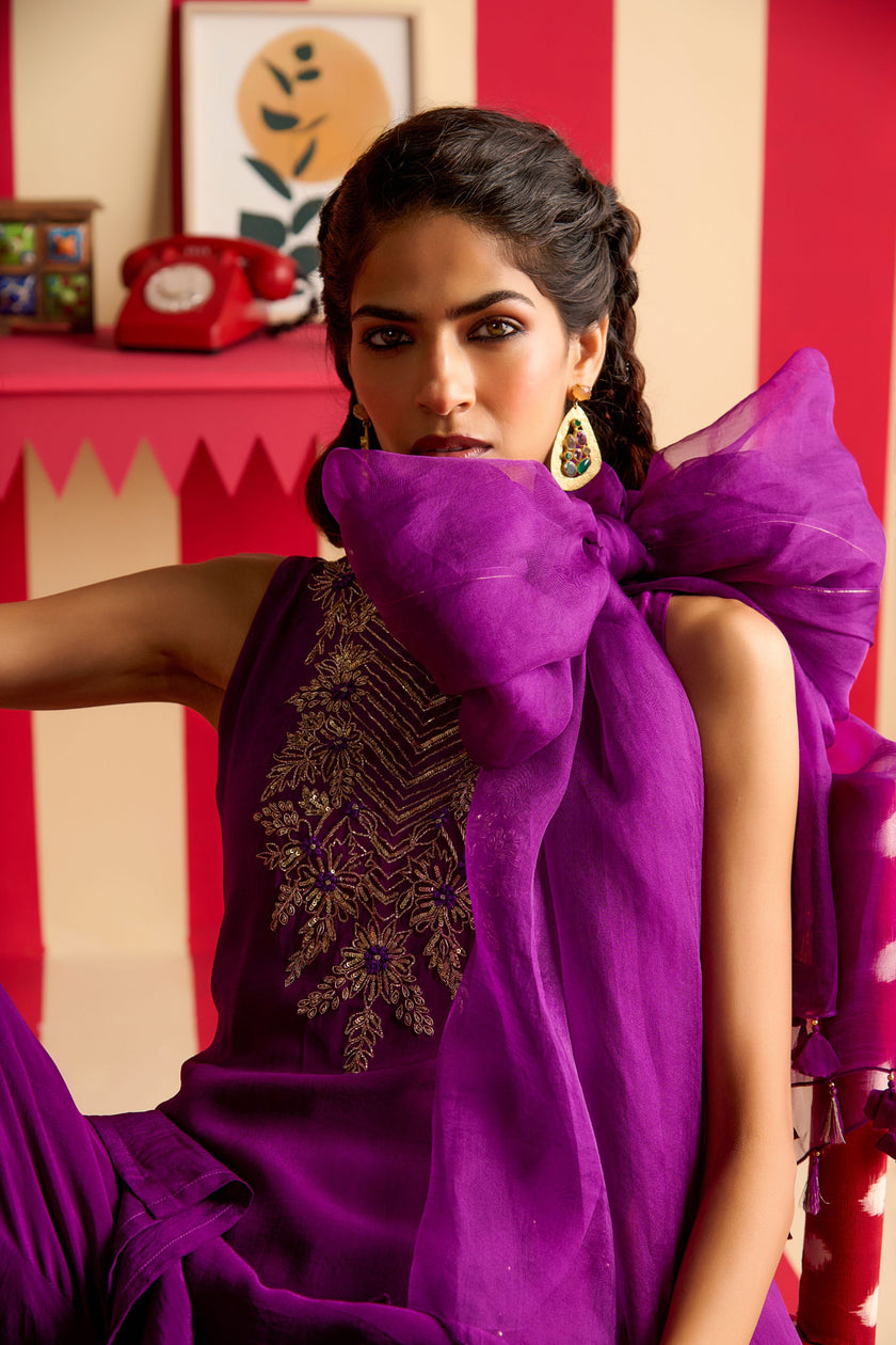 Purple Kurta Sharara Set