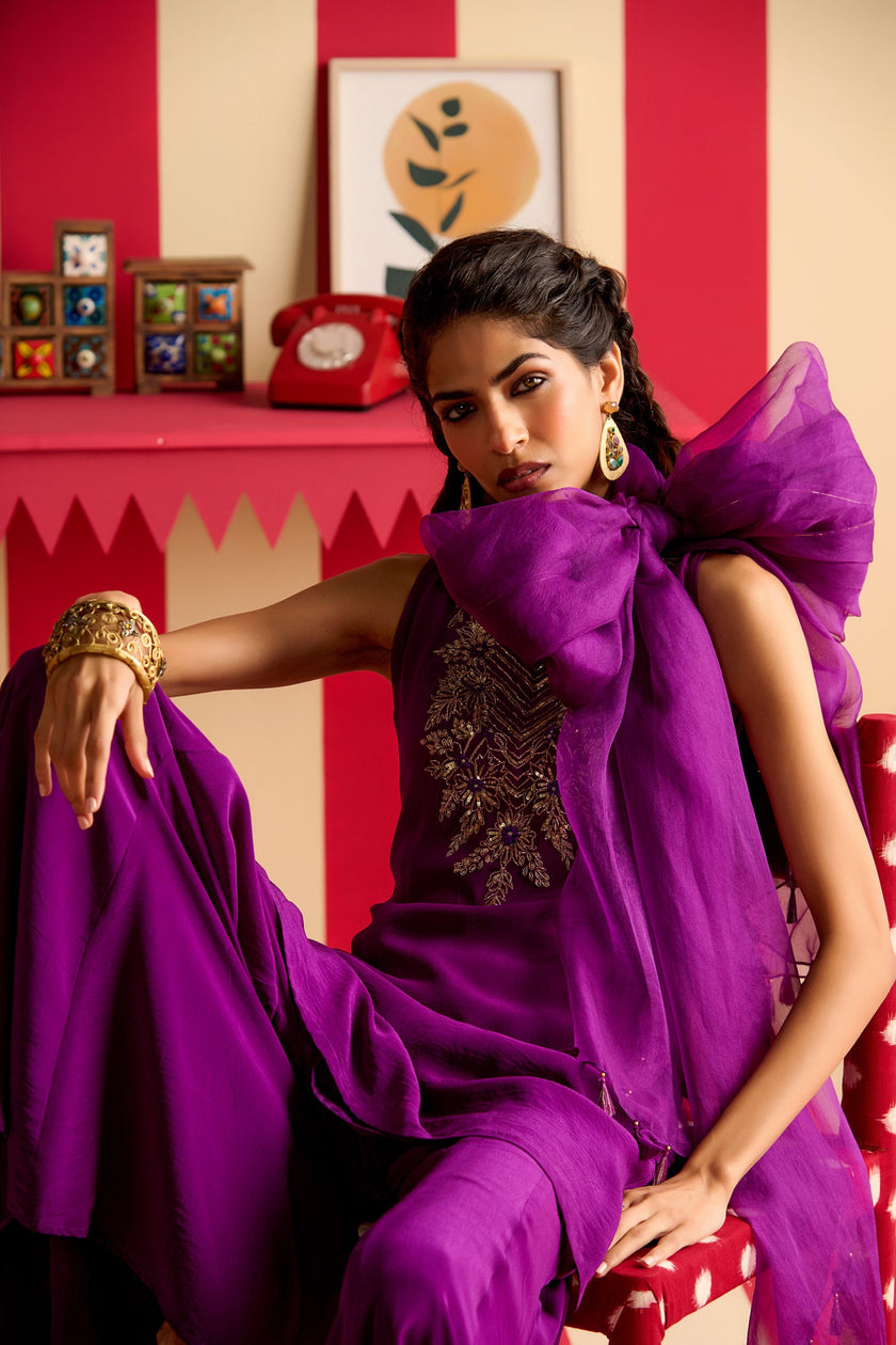 Purple Kurta Sharara Set