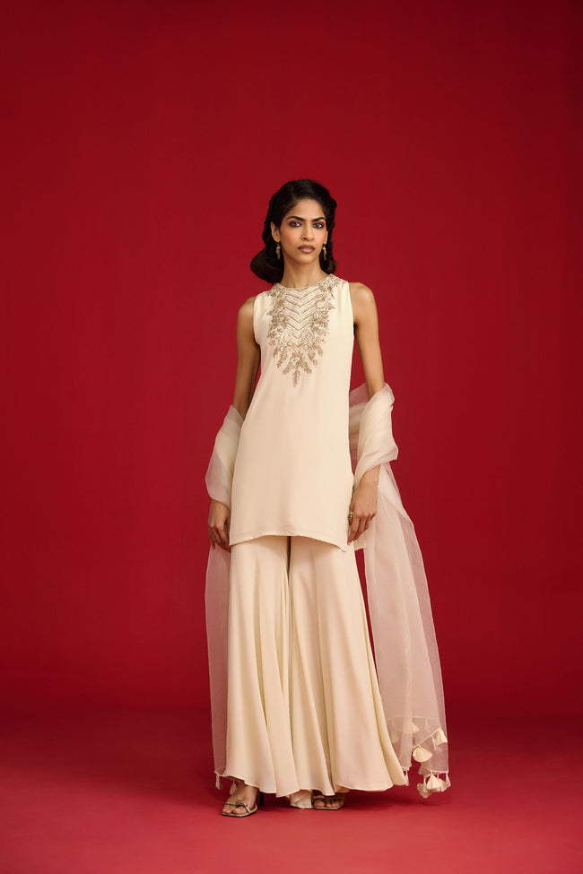 Ivory Kurta Sharara Set