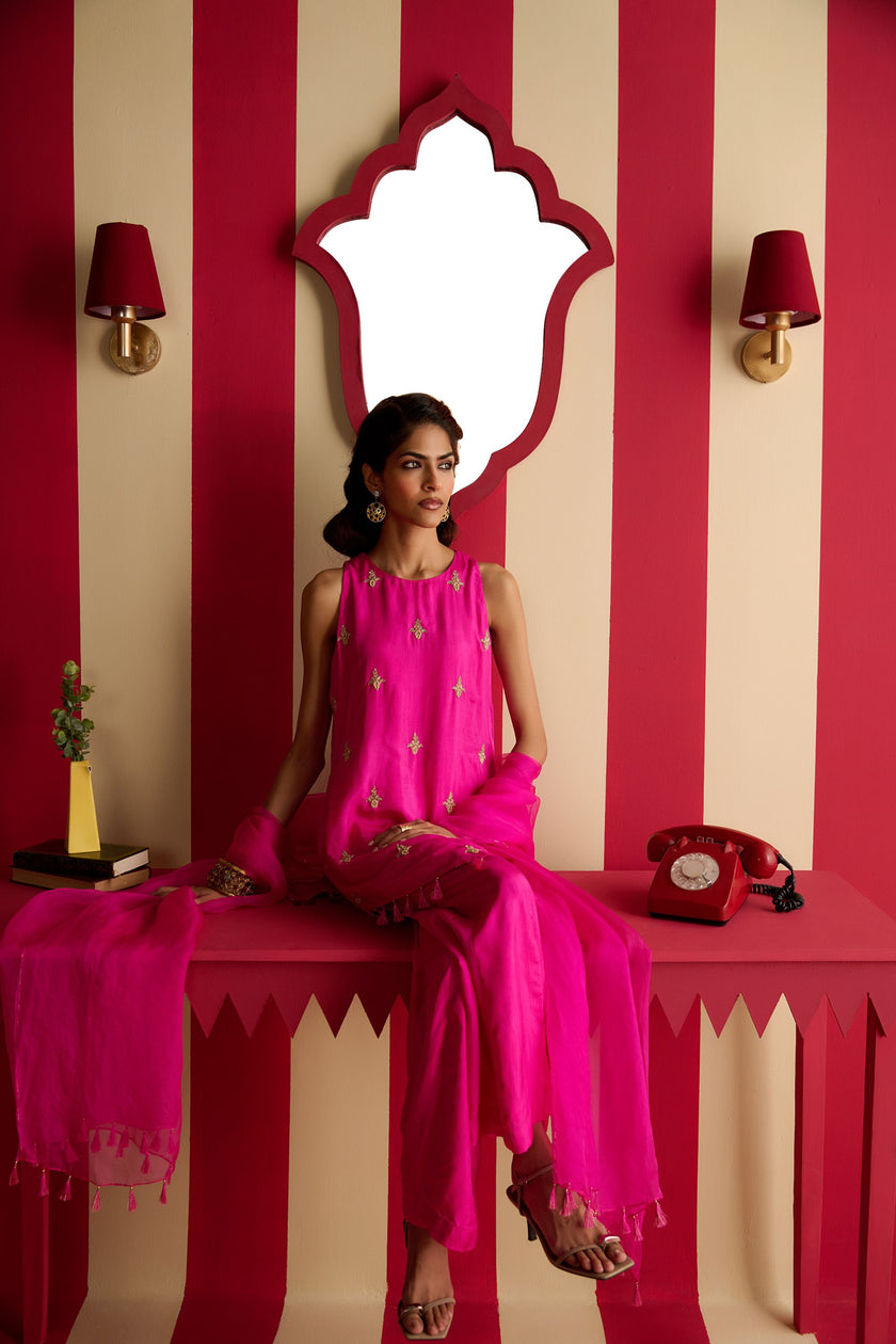 Pink Short Kurta Set