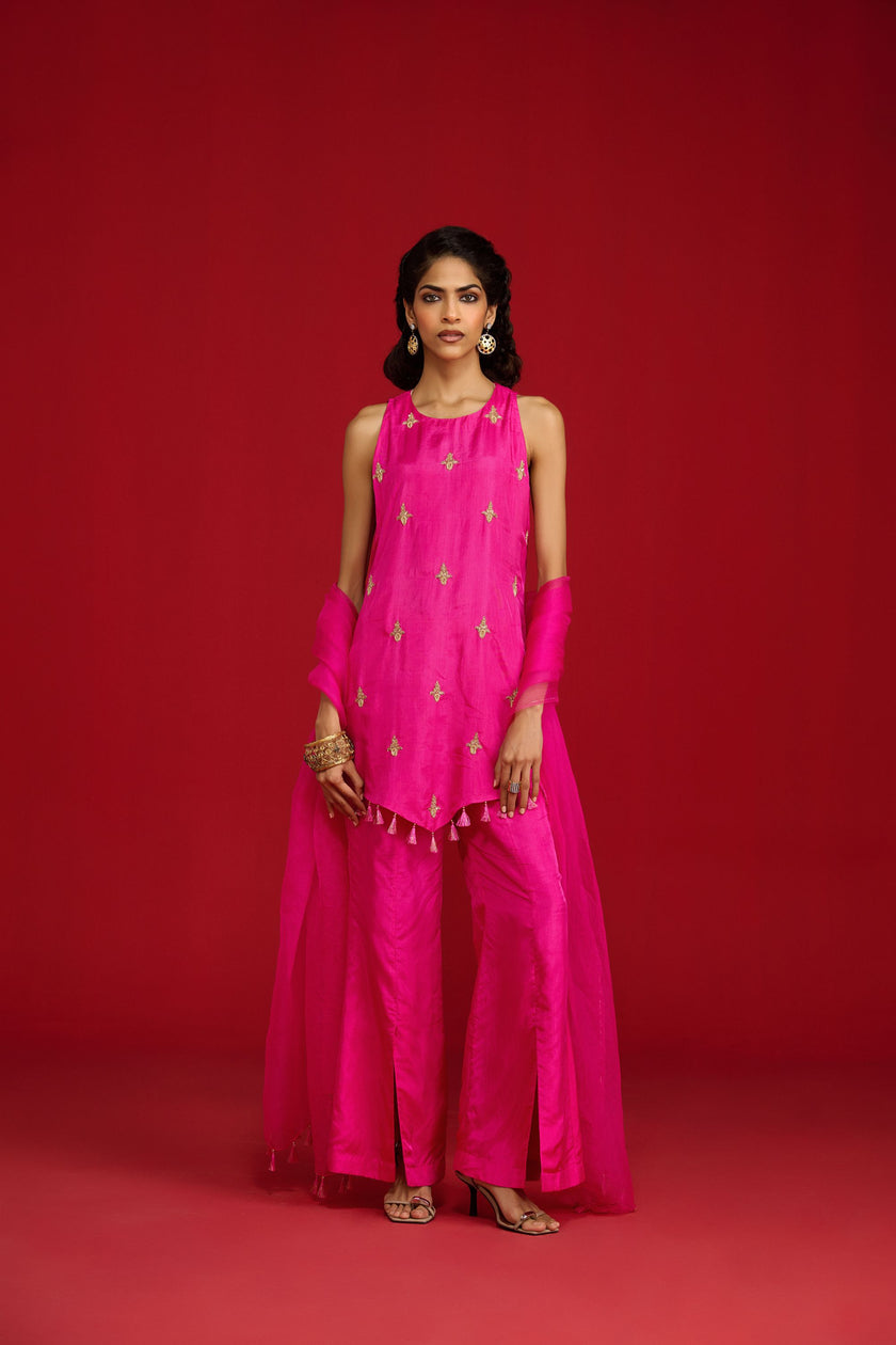 Pink Short Kurta Set
