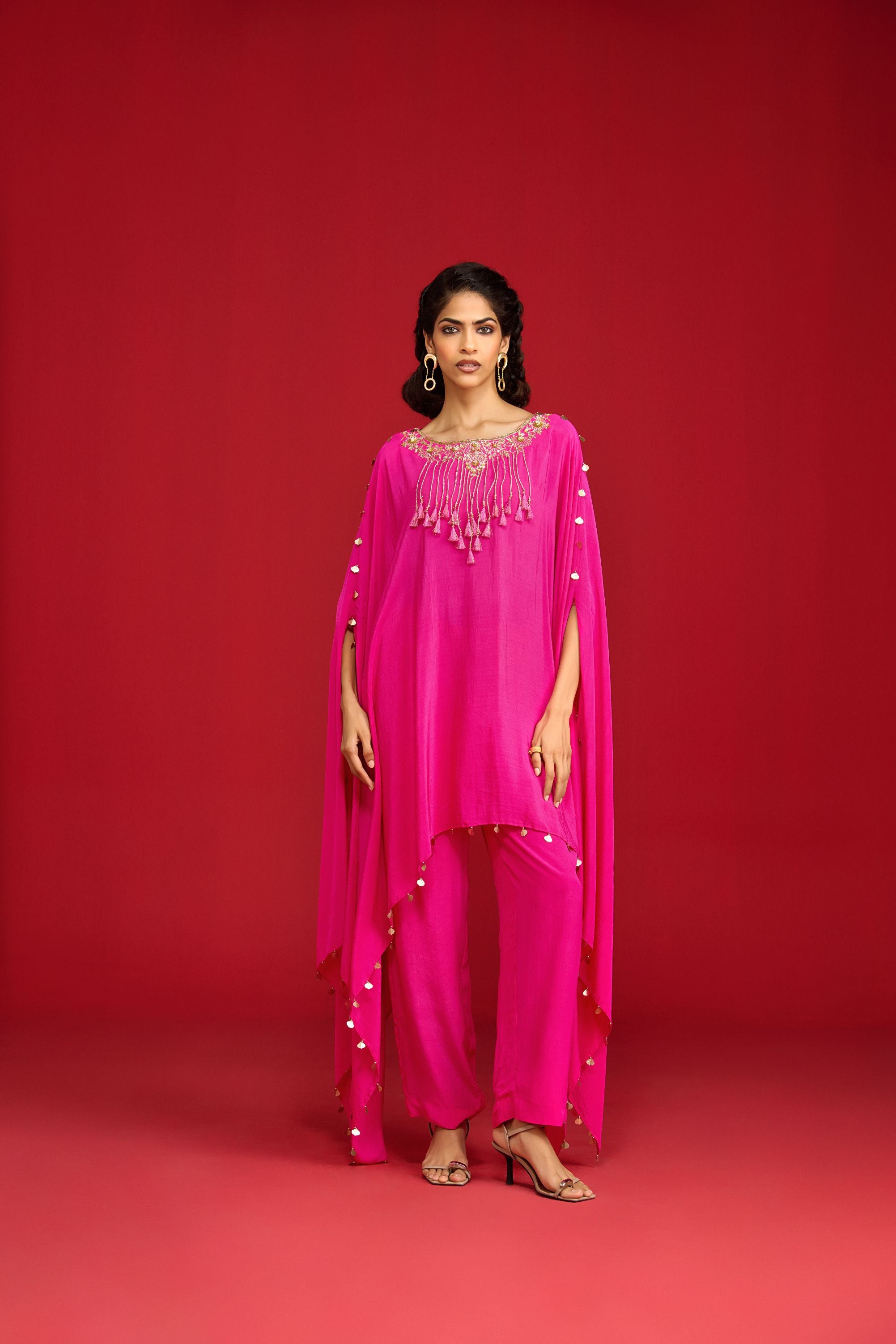 Pink Cape Kurta Set
