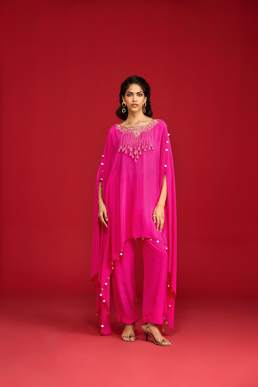 Pink Cape Kurta Set