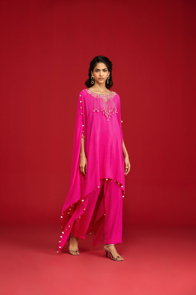 Pink Cape Kurta Set