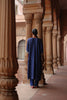 Blue Printed and Hand Embroidered Dupion Silk Kurta Set