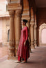 Red Printed Dupion Silk Kurta Set