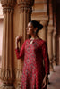 Red Printed Dupion Silk Kurta Set