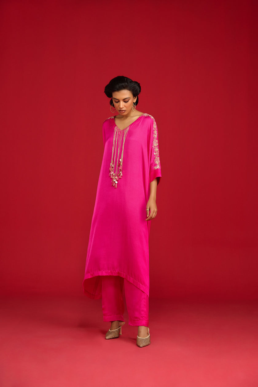 Pink Kaftan Kurta Set