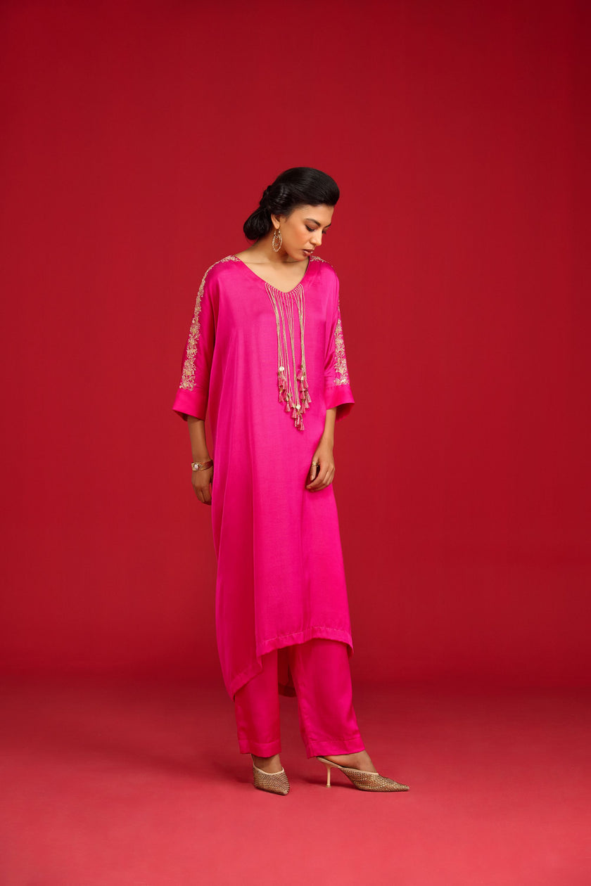 Pink Kaftan Kurta Set
