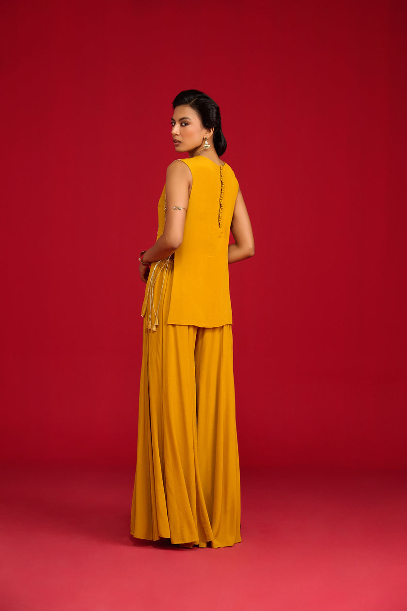 Mustard Yellow Sharara Set
