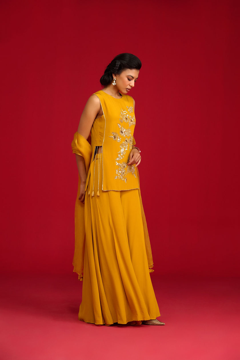 Mustard Yellow Sharara Set