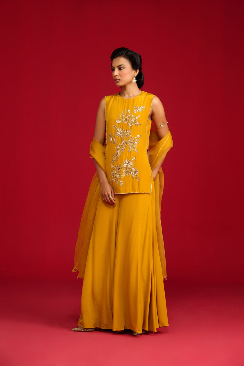 Mustard Yellow Sharara Set