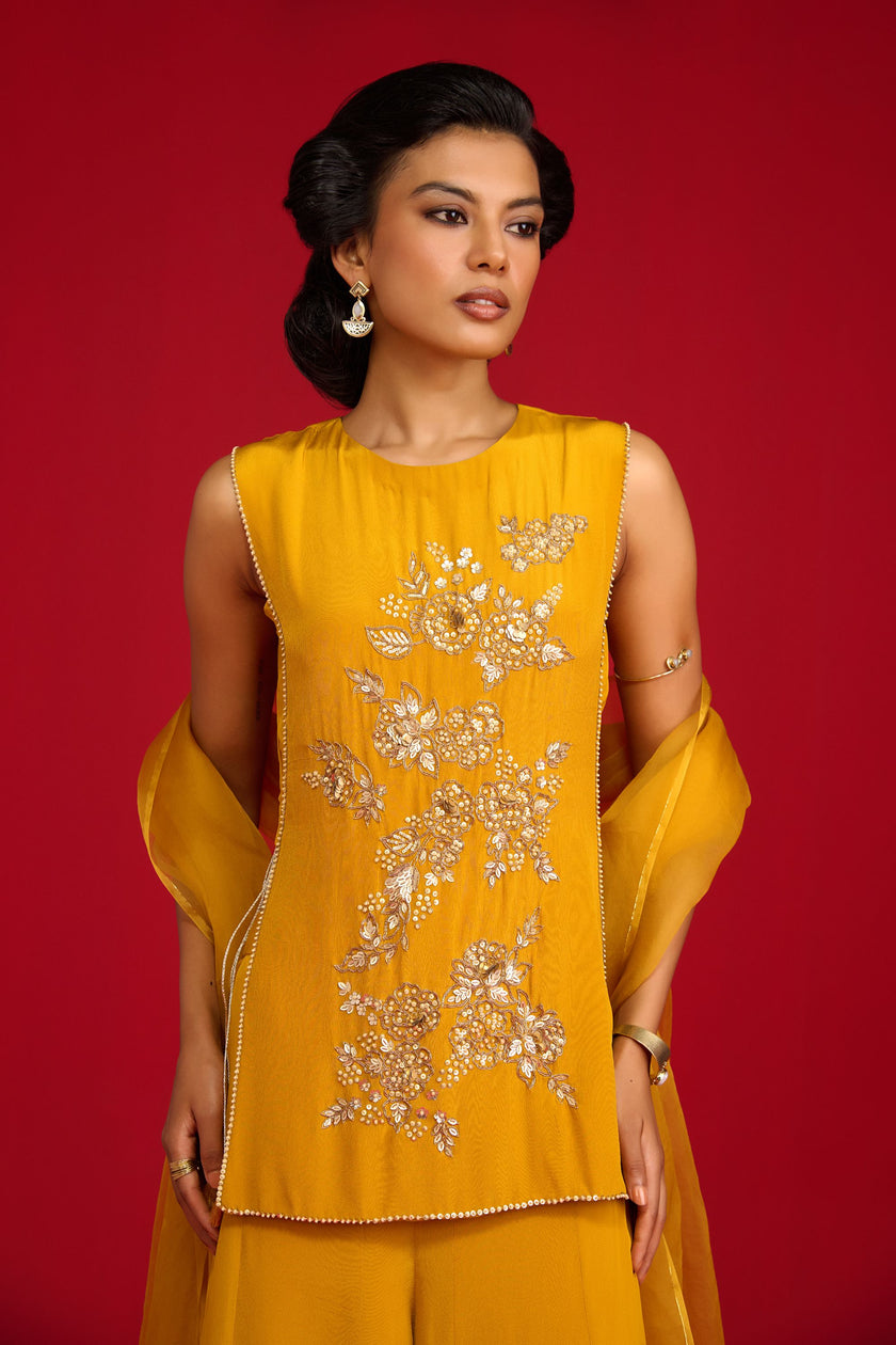 Mustard Yellow Sharara Set