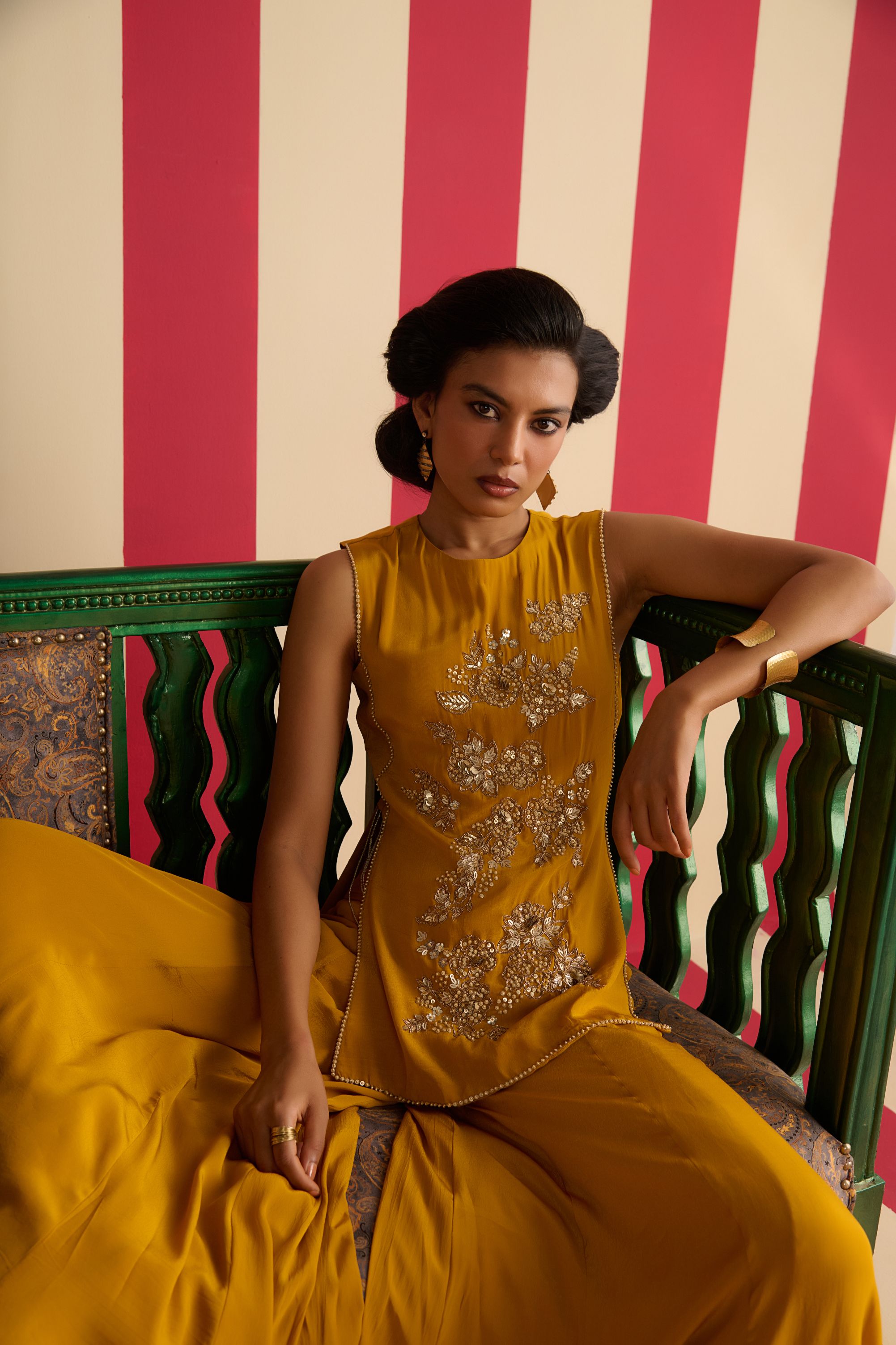 Mustard Yellow Sharara Set