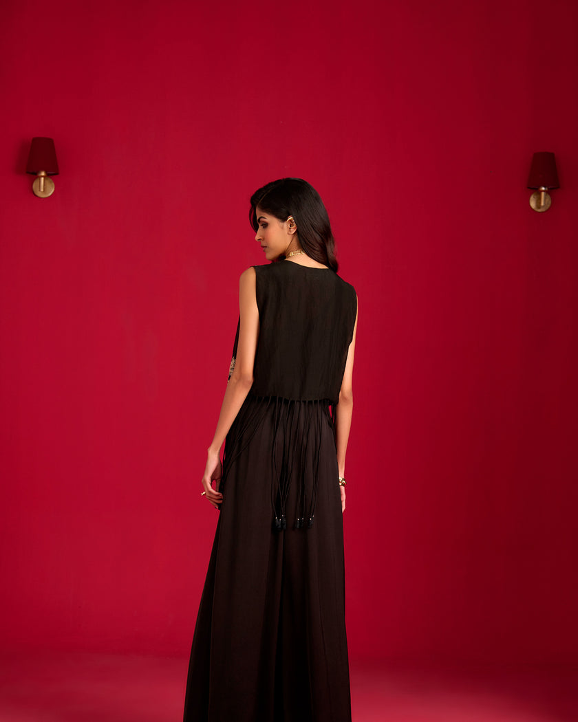 Black  jumpsuit and jacket set.